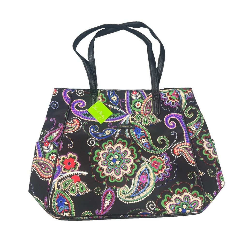 Vera Bradley Large Tote Bag Carry On Kiev Paisley Preppy Poly ZIip Faux RARE NWT